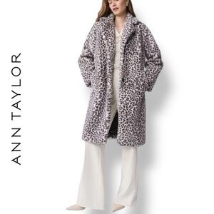 Ann Taylor Leopard Faux-Fur Teddy Coat